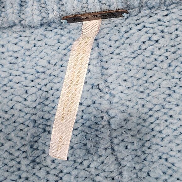 Free People Womens S Small Love Light Sweater Blue Oversized Knit Lightweight - Picture 7 of 13